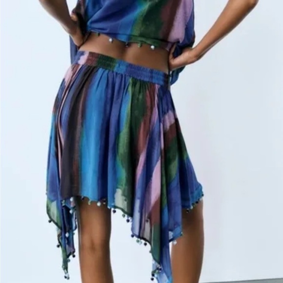 Colorful Striped Skirt with Beaded Hem - Picture 3 of 13